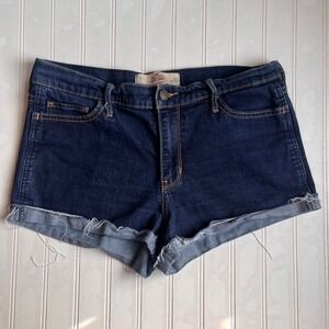 Hollister High-Rise Short-Short Dark Wash Denim Cutoff Shorts Size 11 W30